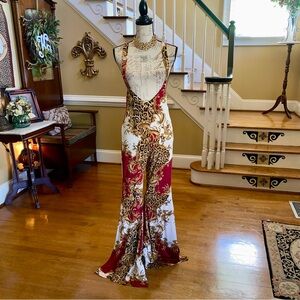 Festival leopard baroque print flare leg jumpsuit